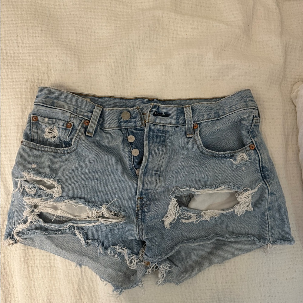 Levi ripped jean shorts
